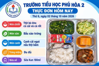 Bữa ăn bán trú học sinh ngày 2.10.2026