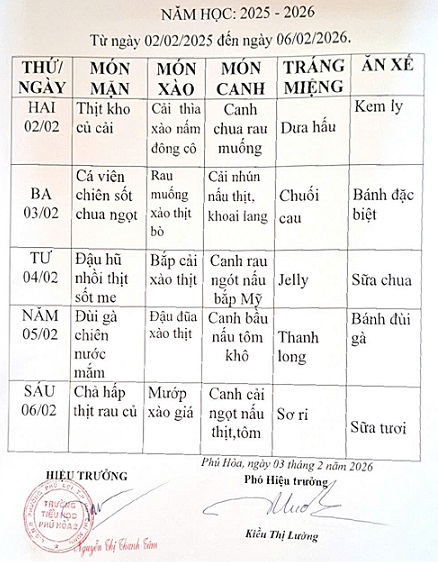 Thực đơn Tuần 21