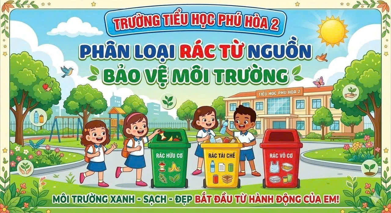 Trường TH Phú Hòa 2 thực hiện chuyên đề "Phân loại rác từ nguồn - Bảo vệ môi trường"