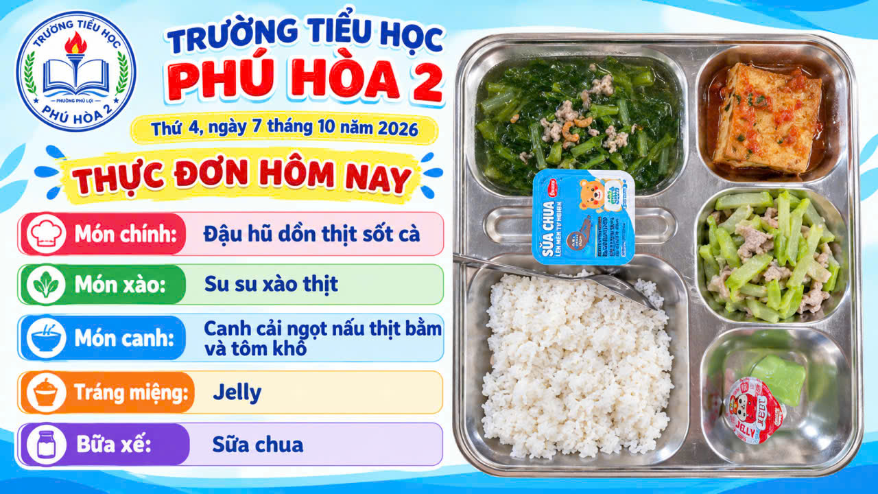 Bữa ăn bán trú học sinh ngày 7/10/2026